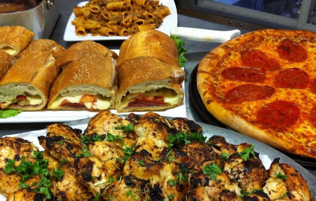Grilled chicken, hoagies, and pizza